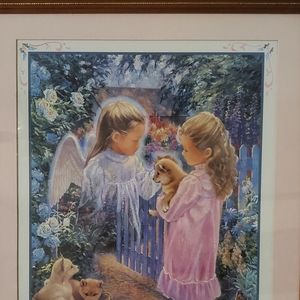 Home Interiors Picture of girl, angel & puppies